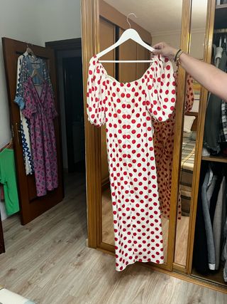 Vestido lunares rojo blanco
