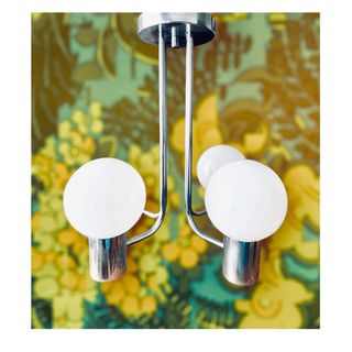 Lámpara vintage metal cromado space age