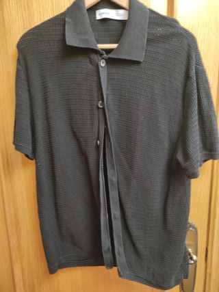 Polo negro hombre - tejido