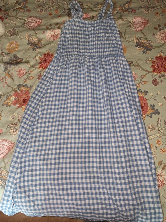 Vestido vichy azul y blanco