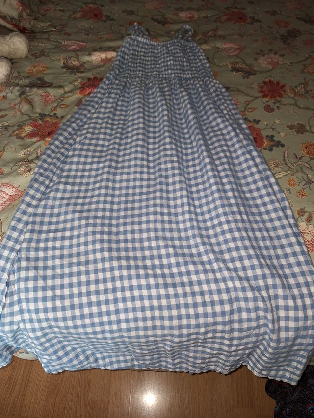 Vestido vichy azul y blanco