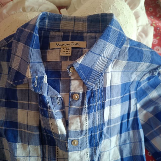 Camisa Massimo Dutti niña 7-8 años cuadros azul bl