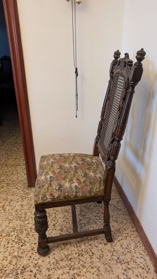 Silla vintage madera mimbre