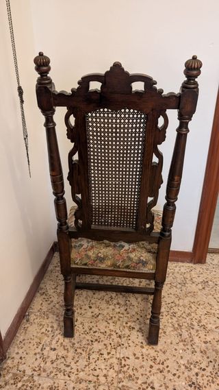 Silla vintage madera mimbre