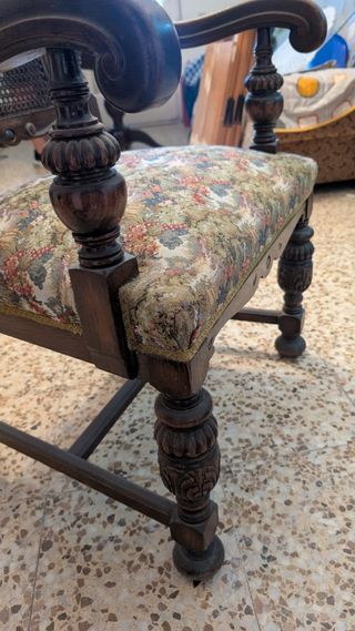Silla vintage madera mimbre