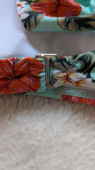 Bikini floral turquesa de un hombro - talla 42