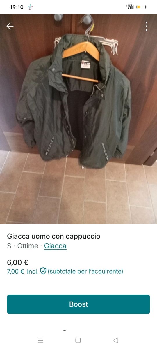 Giacca uomo verde con cappuccio tg.S