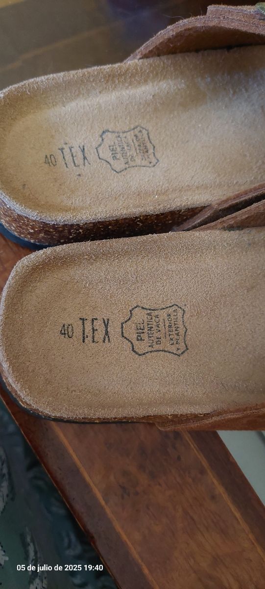 Chanclas Marrón Piel Talla 40