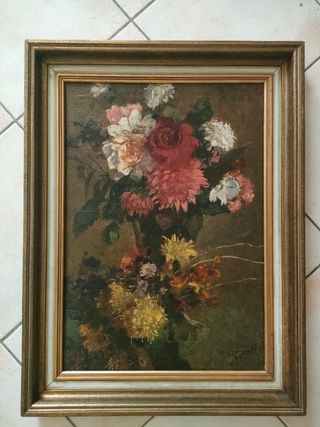 Dipinto olio fiori inizio '900