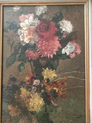 Dipinto olio fiori inizio '900