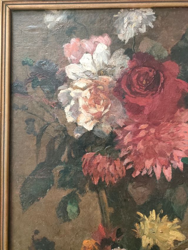 Dipinto olio fiori inizio '900