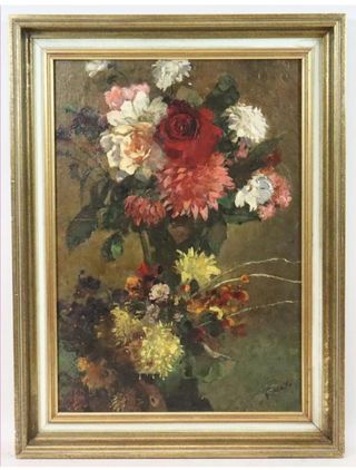 Dipinto olio fiori inizio '900