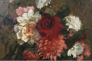 Dipinto olio fiori inizio '900