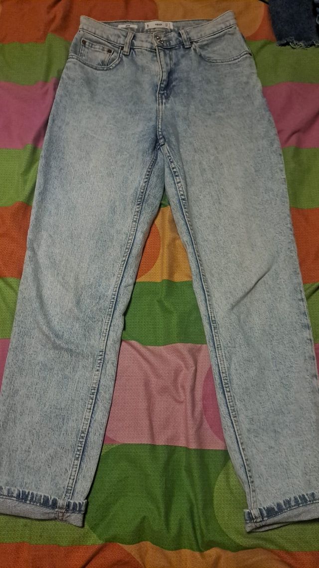 Vaqueros Mom Mango - Azul