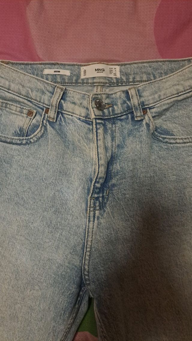 Vaqueros Mom Mango - Azul