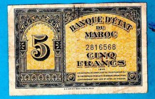 Billete 5 Francos Marruecos 1943
