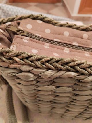 Bolso rafia beige y verde