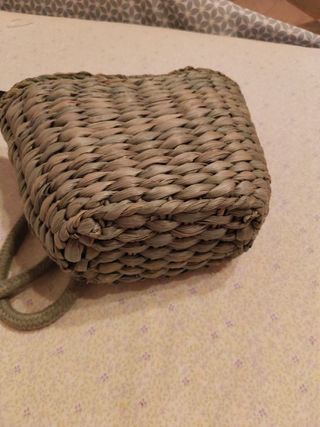 Bolso rafia beige y verde