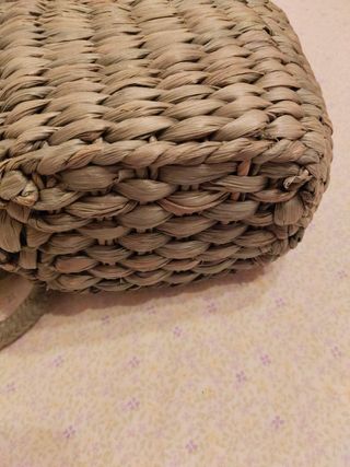 Bolso rafia beige y verde