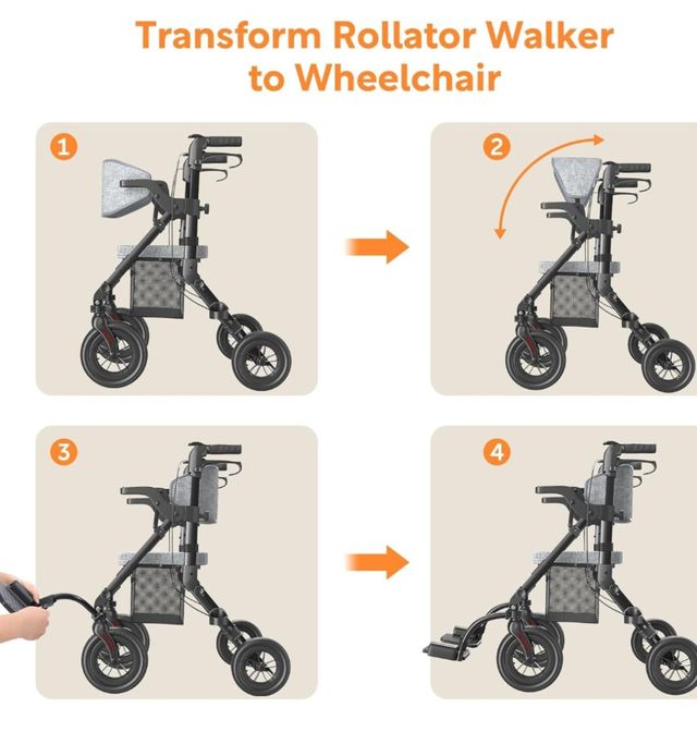 Andador 2 en 1 rollador + Silla de ruedas VOCIC