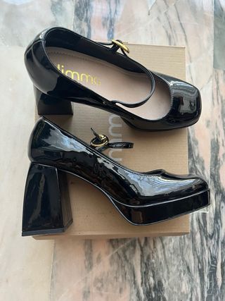 Zapatos Limma charol negros - Tacón