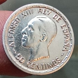 Moneda 50 Céntimos Alfonso XIII 1926 Plata PC S