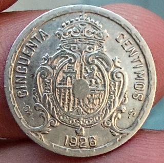 Moneda 50 Céntimos Alfonso XIII 1926 Plata PC S