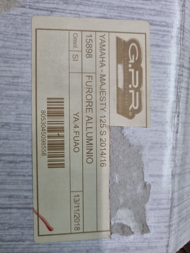 Escape GPR Yamaha Majesty 125 nuevo homologado