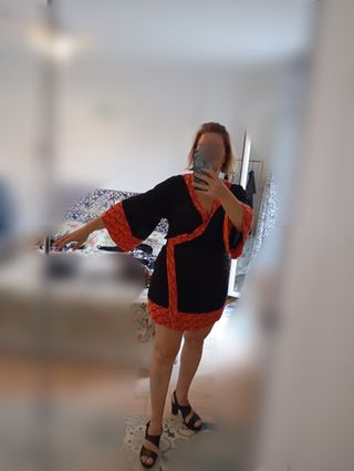 Vestido Kimono Negro-rojo