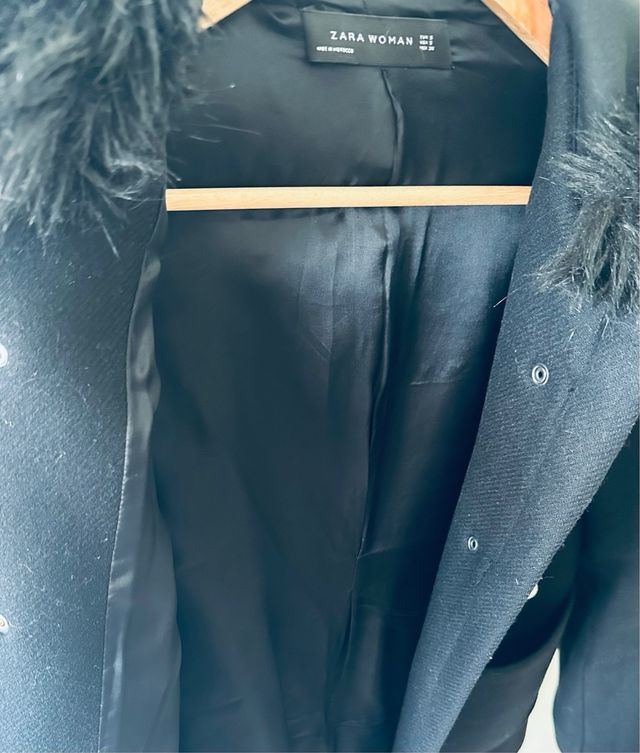 Abrigo ZARA lana negro - Talla S