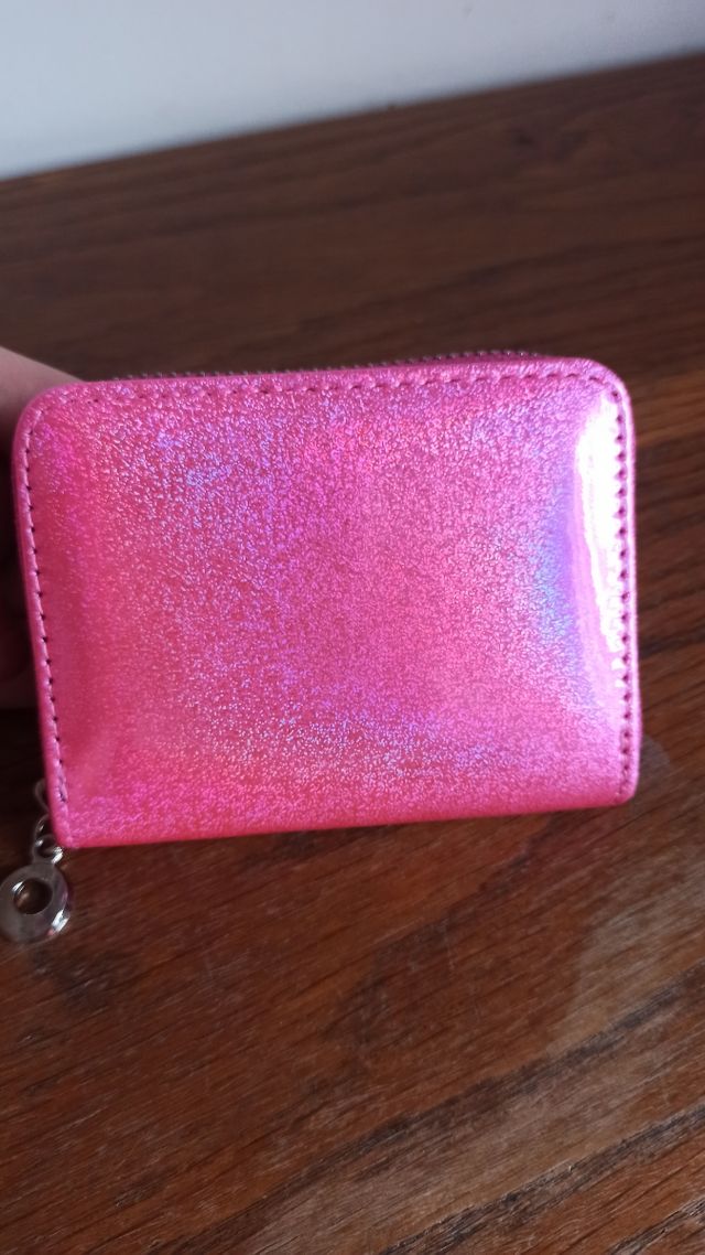 Monedero rosa con purpurina