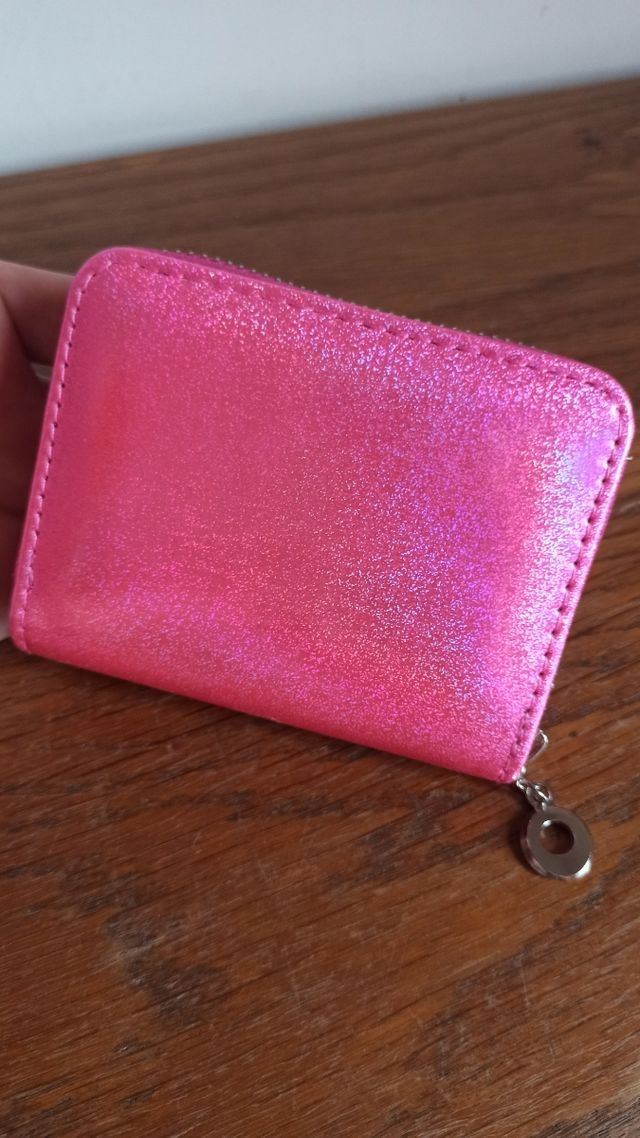 Monedero rosa con purpurina