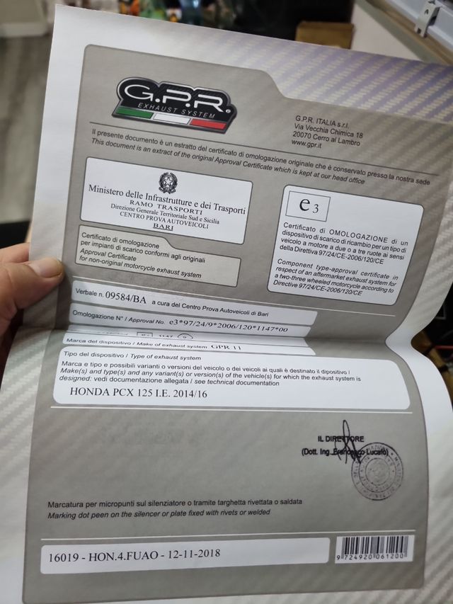 Escape GPR Honda PCX 125 (2014-2016)