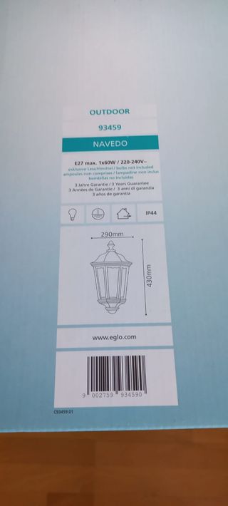 Farol exterior EGLO gris 3 unidades. Precio unidad