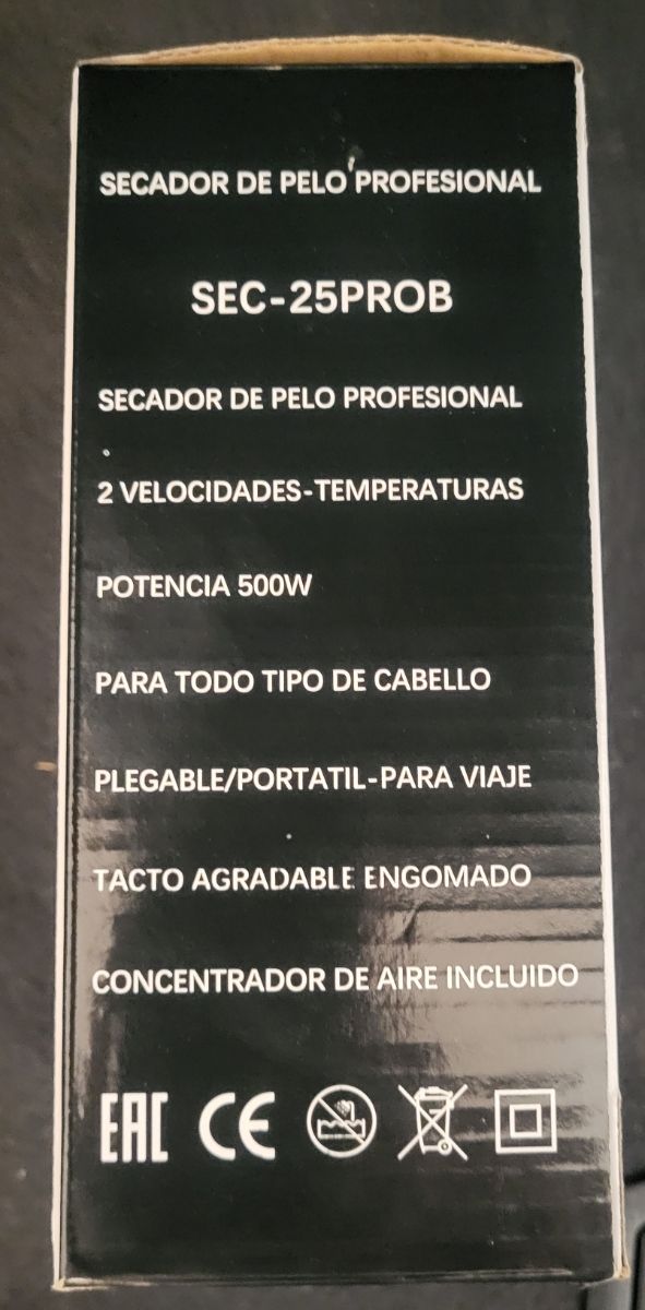 Secador Pelo Profesional Euro Life SEC-25PROB