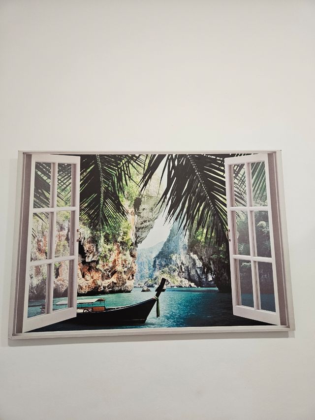 Cuadro ventana paisaje marino