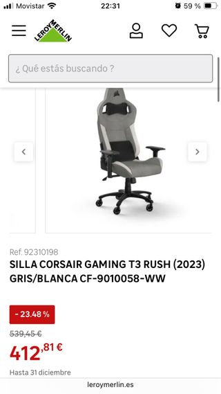 Silla gaming Corsair T3 Rush