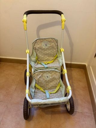 Carrito juguete, gemelar, plegable, para muñec@s