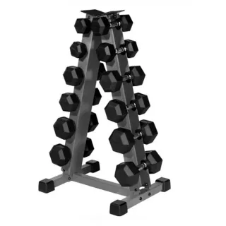 Set mancuernas hex 140kg con soporte