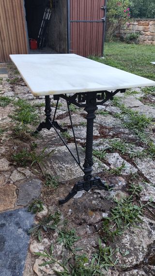 Mesa mármol-hierro vintage