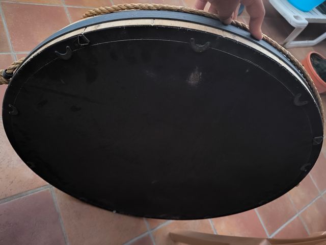 Espejo redondo madera antigua.