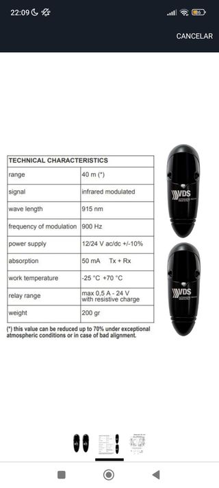 Fotocélula VDS 50m - Automatización