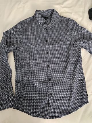 Camisa Armani Hombre L - Azul Marino