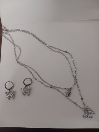 Collar y pendientes mariposa nuevos
