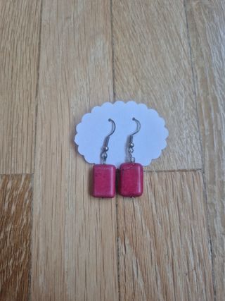 Pendientes rojos | Plata y piedra