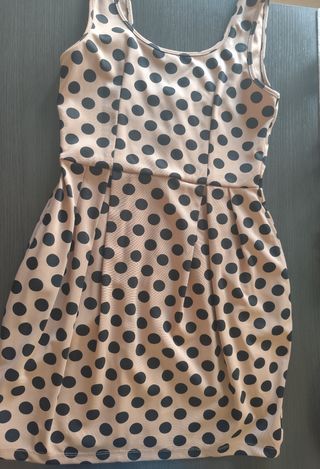 Vestido topos beige-negro