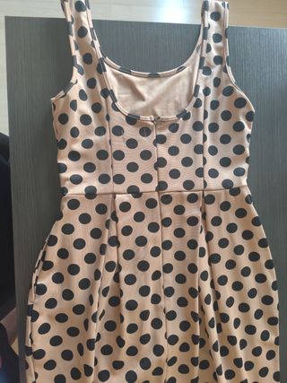 Vestido topos beige-negro