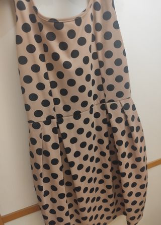 Vestido topos beige-negro