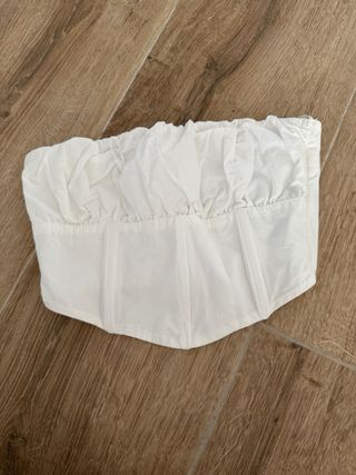 Crop top corset blanco bandeau Bershka 