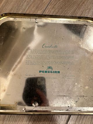 Scatola Perugina arancio e azzurro anni 60